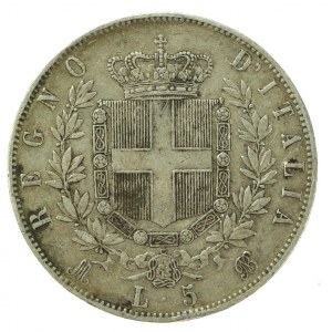 Włochy, Wiktor Emanuel II, 5 lirów 1872 (216)