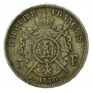 Francja, Napoleon III, 5 franków 1870 A, Paryż (227)