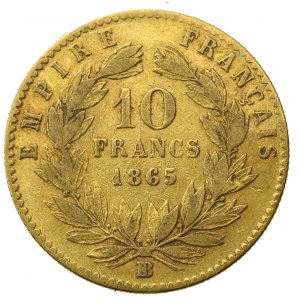 Francja, Napoleon III, 10 Franków 1865 BB, Strasburg (254)