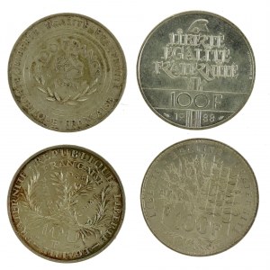 Francja, V Republika, zestaw 100 franków 1984-1990 A, Paryż. Razem 4 szt. (413)