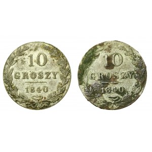 Zabór rosyjski, zestaw 10 groszy, 1840 MW. Razem 2 szt. (744)