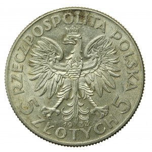 II RP, 5 złotych 1933. Głowa Kobiety (811)