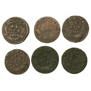 Rosja, zestaw dieng 1731-1749. Razem 6 szt. (870)