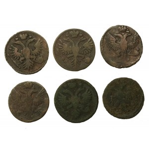 Rosja, zestaw dieng 1731-1749. Razem 6 szt. (870)