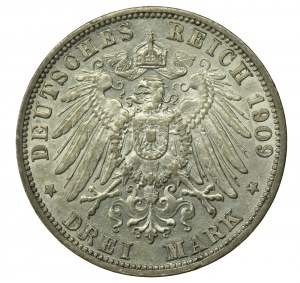 Germany, Baden, Frederick II, 3 marks 1909 G, Karlsruhe (286)