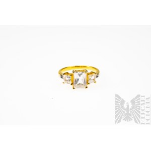 Ring mit 5 natürlichen weißen Saphiren 2,5 ct, 925 Silber