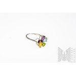 Ring in Flower Form with Natural Amethyst, Peridot, Garnet, Citrine and Aquamarine, 925 Silver
