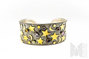 Bracelet with Natural Amethyst, Garnets, Citrine and Peridot, 925 Silver