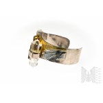 Avantgarde-Armband mit natürlichem Bergkristall, grünem Turmalin und Stein, 925 Silber