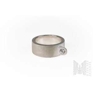 Breiter modernistischer Ring mit Zirkonia, 925 Silber