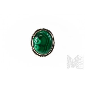Ring mit natürlichem Malachit, 925 Silber