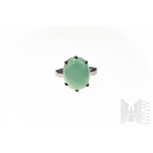 Ring with Natural Tibetan Turquoise 10.00 ct, Has Gemporia Certificate