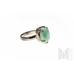 Ring with Natural Tibetan Turquoise 10.00 ct, Has Gemporia Certificate