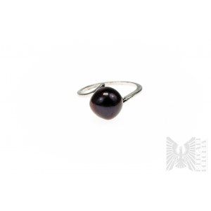 Ring with Cultured Baroque Freshwater Pearl, 925 Silver, Comes with Gemporia Certificate