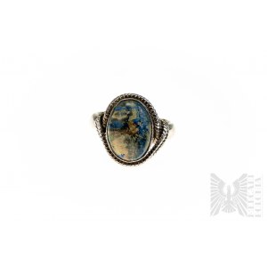 Ring mit natürlichem Chrysokoll Cyber Web Stein 5,27 ct, 925 Silber, zertifiziert von Gemporia
