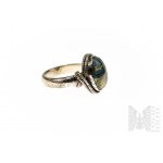 Ring mit natürlichem Chrysokoll Cyber Web Stein 5,27 ct, 925 Silber, zertifiziert von Gemporia