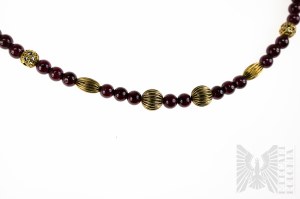 Necklace with Natural Garnets, Gold 333/8K