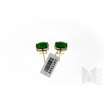 Kolczyki Pozłacane z Barwionym Jadeitem 12 ct, Srebro 925 Pozłacane