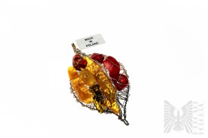 Pendant with Natural Amber and Coral