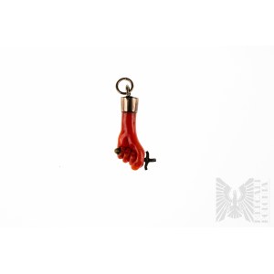 Pendant with Natural Coral with Cross, Product weight 1.15 grams, Dimensions 24x11 mm