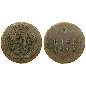 Polska, 3 grosze (trojak), 1814 IB, Warszawa