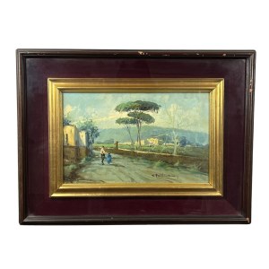 F. FONTANA, Glimpse of a village (unidentified location).