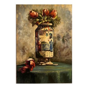ANONIMO, Composition of flowers and a vase.