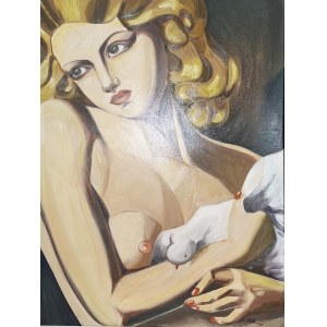 Monika Kolakowska insp. Tamara Lempicka Žena s holubom