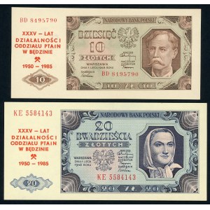 Nadruki na 2 banknotach - 35 - lat PTAiN W Będzinie