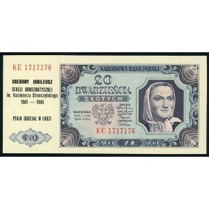 Imprint on 1 banknote - Silver Jubilee of PTAiN in Lodz.