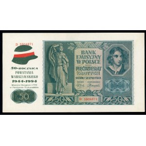 Imprint on 1 banknote - 50th anniversary of the Warsaw Uprising