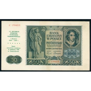 Impression sur 1 billet - 50e anniversaire de l'insurrection de Varsovie