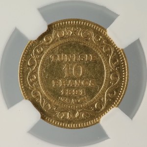 GRADING, 10 franków, 1308 (1891), Tunezja