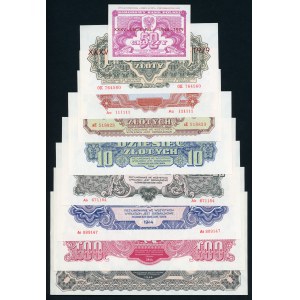 Nadruki na 9 banknotach - XXXV - Lecie PRL
