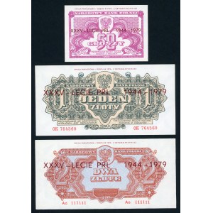 Nadruki na 9 banknotach - XXXV - Lecie PRL