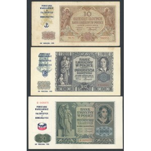 Nadruki na 3 banknotach - Powstanie warszawskie