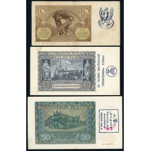 Nadruki na 3 banknotach - Powstanie warszawskie
