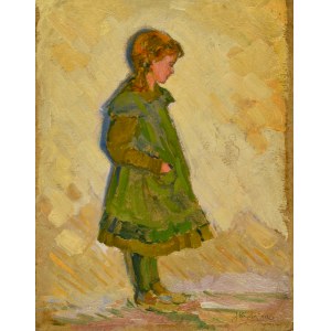 Józef PIENIĄŻEK (1888-1953), Dziewczynka w zielonej sukience