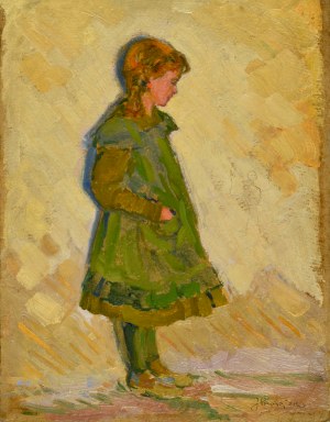 Józef PIENIĄŻEK (1888-1953), Dziewczynka w zielonej sukience