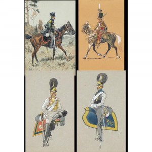Four Gouaches depicting uniforms of the Russian Imperial Army