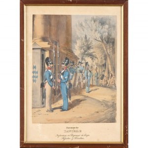 Print depicting the changing of the guard