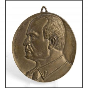 Bas-relief with portrait of Benito Mussolini