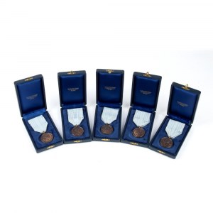 Five bronze Constantinian Merit medals with box