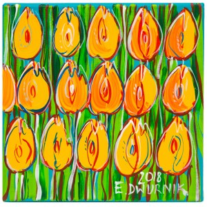 Edward Dwurnik (ur. 1943), Żółte tulipany, 2018