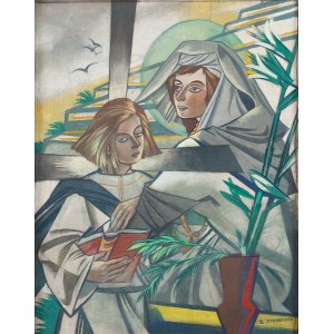 Zofia Stryjeńska (1891 Kraków - 1976 Geneva), Mary teaching Christ, 1950s.