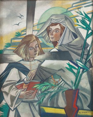Zofia Stryjeńska (1891 Kraków - 1976 Genewa), Maryja nauczająca Chrystusa, lata 50. XX w.