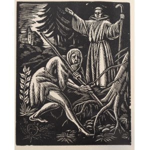 Wladyslaw Skoczylas (1883 Wieliczka - 1934 Warsaw), Woodcut from the book Monastery and Woman (scene in the forest)
