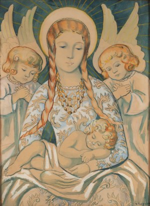 Władysław Roguski (1890 Warszawa - 1940 Poznań), Madonna z Dzieciątkiem wśród aniołów