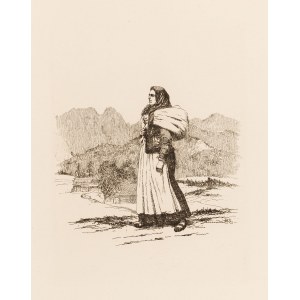 Walery Eljasz Radzikowski (1841 Kraków - 1905 Kraków), „Góralka z tobołem” z teki Studja z Tatr, 1904