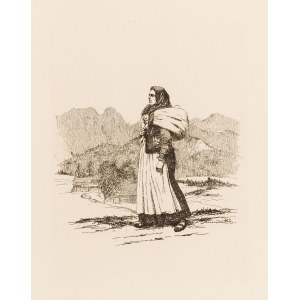 Walery Eljasz Radzikowski (1841 Kraków - 1905 Kraków), Highlander Girl with a Tote from the portfolio Studja z Tatr, 1904